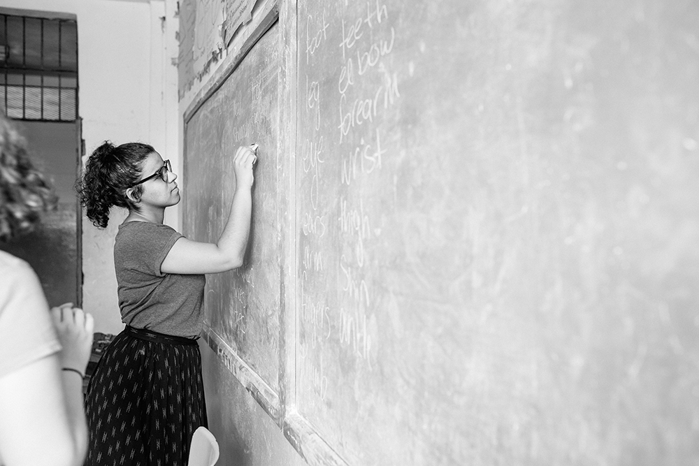 Alexia Santiago at the blackboard Alexia Santiago at the blackboard